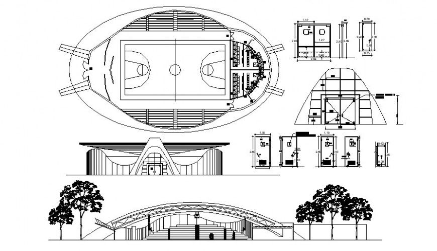 Sports playground details with elevation 2d view dwg file