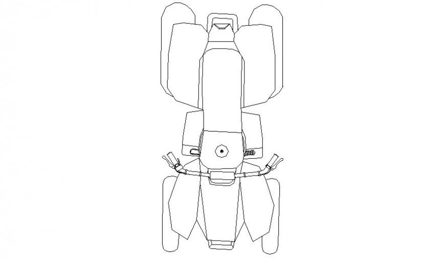 Sports vehicle drawing 2d view shown in AutoCAD