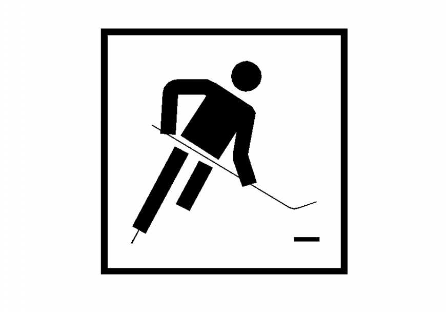 Sporty hockey sign detail 2d view layout elevation autocad file