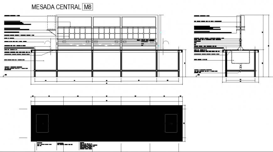 Spout detail and concrete counter tops laboratory plan detail dwg file.