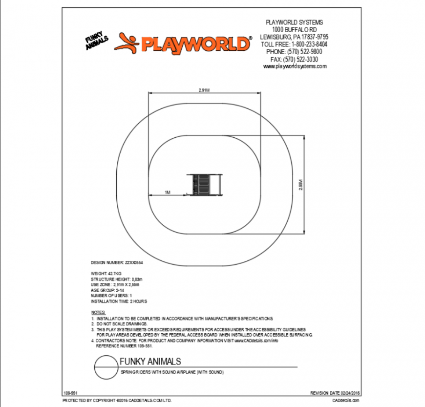 Spring riders with sound airplane children play equipment details dwg file
