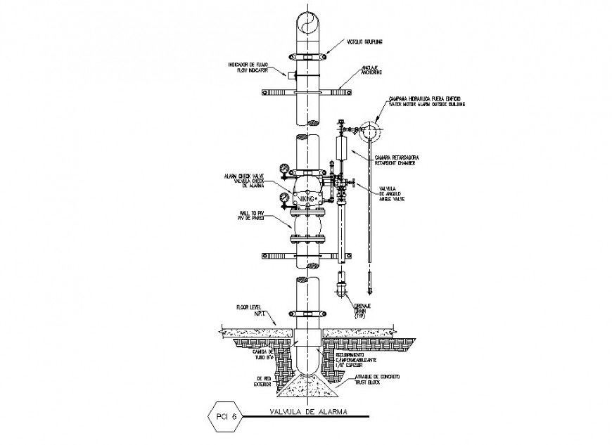 Sprinkler irrigation network riser machine detail 2d view layout file in autocad format