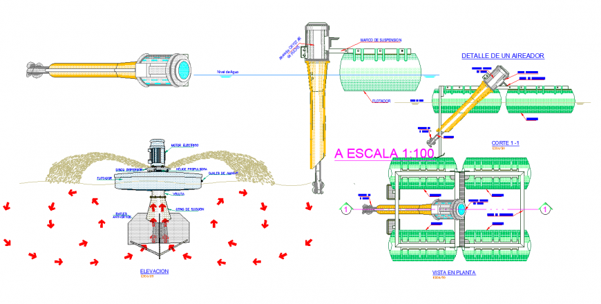 Sprinkler plan , section drawing in dwg file.