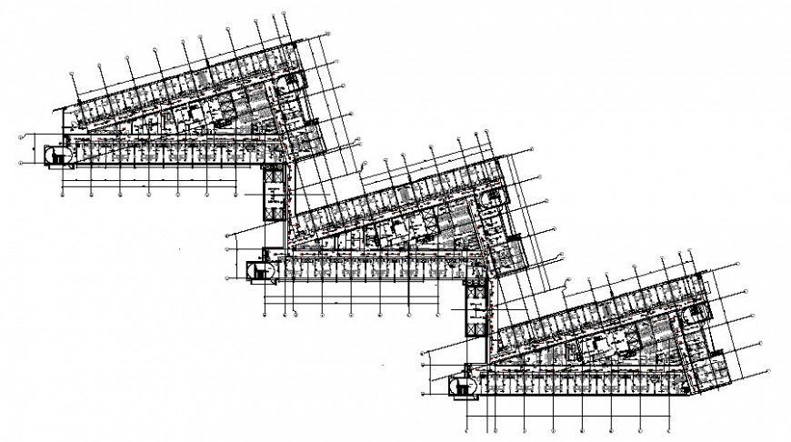 Sprinkler single pipe line for third floor of hospital in auto cad