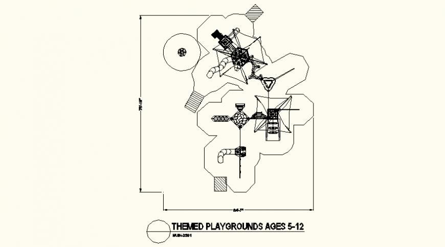 Square and hexagonal shape park detail dwg file