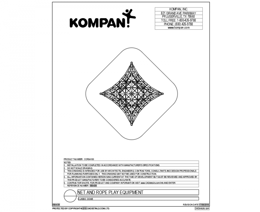 Square and net rope play equipment for garden dwg file