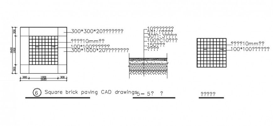 Square brick paving cad drawings block detail dwg file