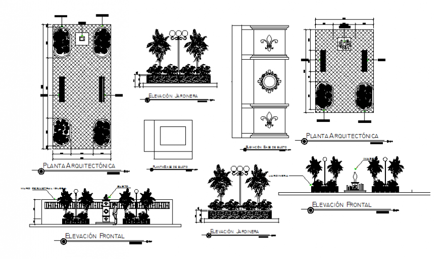 Square park landscaping structure of church cad drawing details dwg file