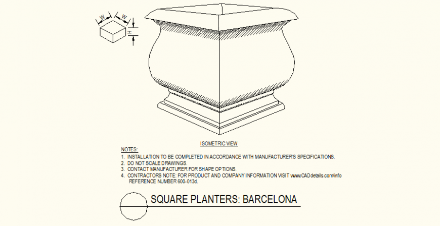 Square planters plants pot detail dwg file