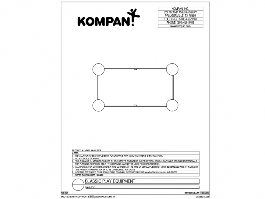 Square shape classical play equipment details dwg file