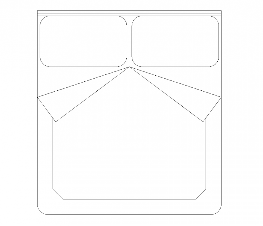 Square Shape Double Bed Elevation in DWG CAD Format