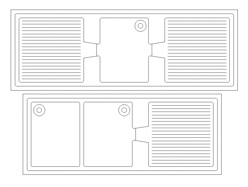 Square shape sinks detail elevation autocad file