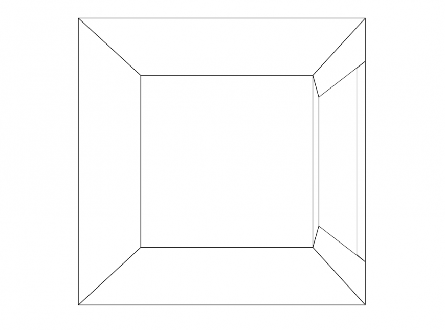 Square shape table top view cad block details dwg file