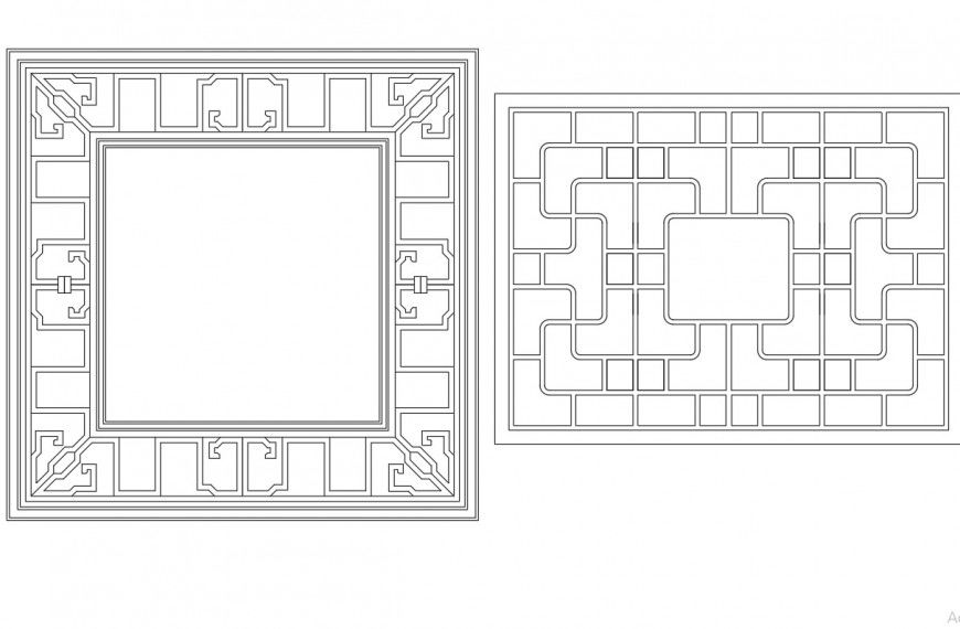 Square shape window detail dwg file