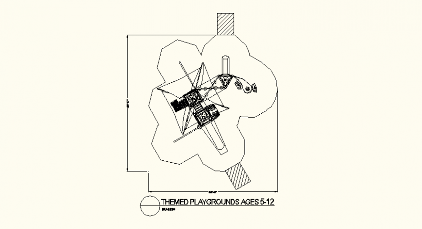 Square shaped detail play ground plan dwg file