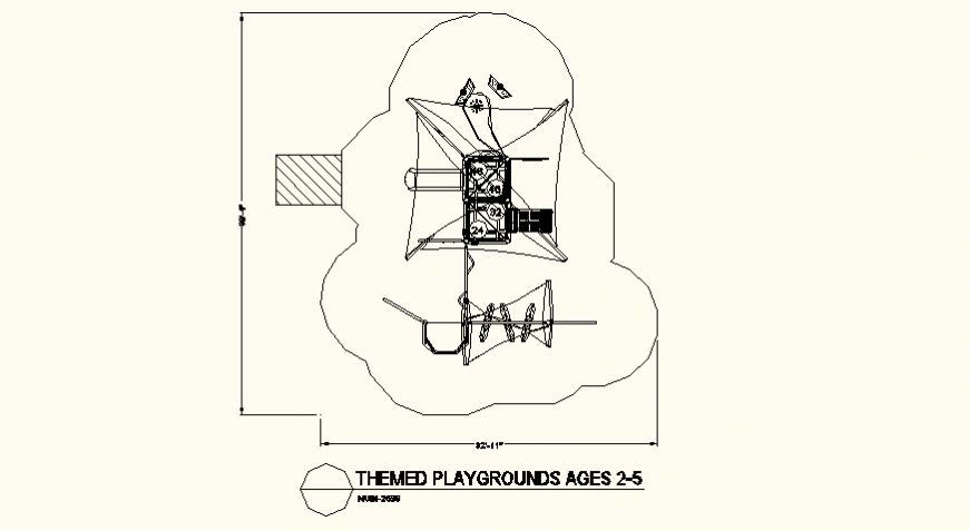 Square shaped park detail plan dwg file