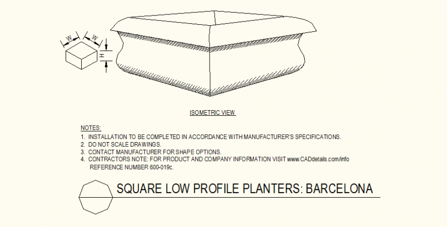 Square shaped planters detail dwg file
