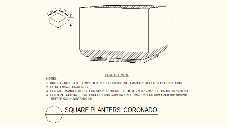 Square shaped planters detail layout file