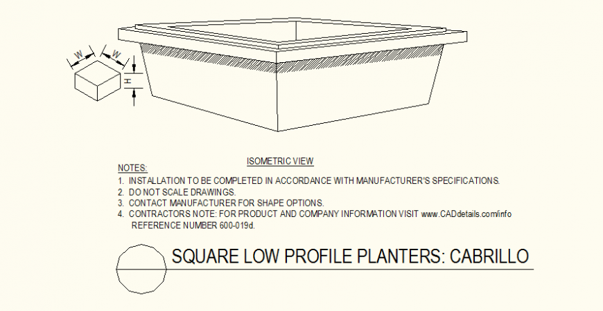 Square shaped planters low profile detail layout plan