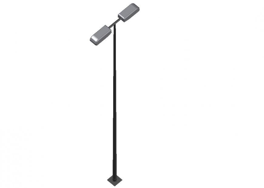 Square shaped street light design top view detail dwg file