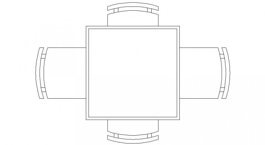 2D AutoCAD Drawing of Square Table and Chair Layout