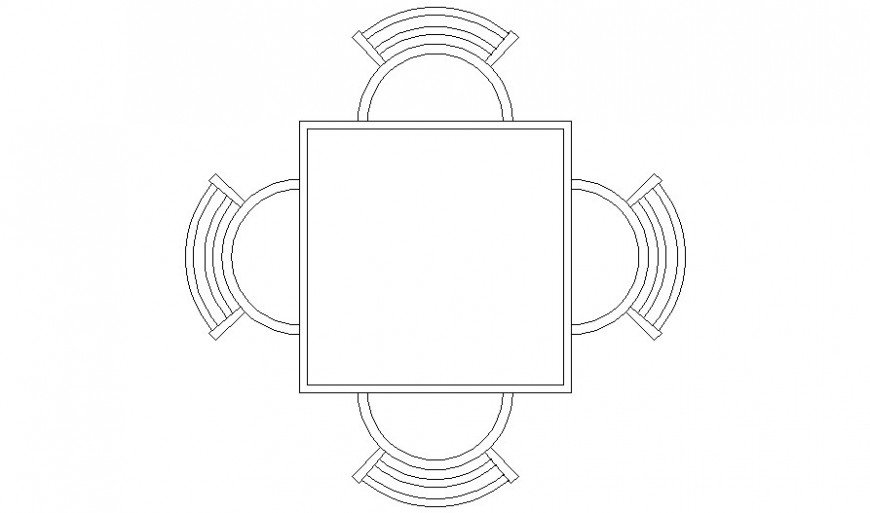 Square table chair details 2d drawing in autoacd software