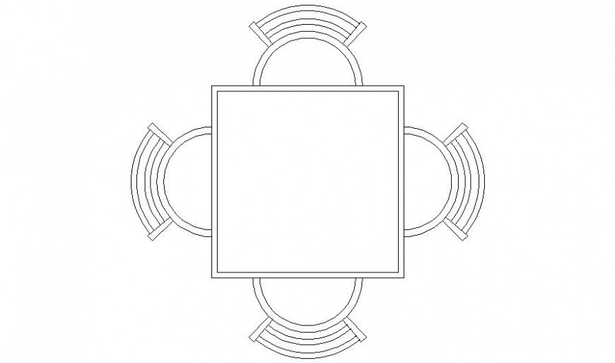 Square table chair details 2d drawing in AutoCAD software