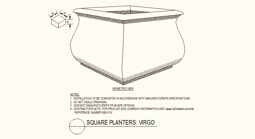 Square virgo planters design pot detail layout file