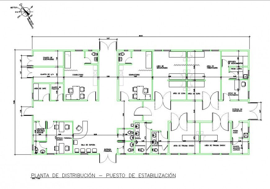 Stabilization clinic distribution layout plan cad drawing details dwg file