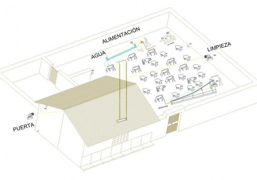 Stable House 3D Floor Plan Design in AutoCAD DWG File