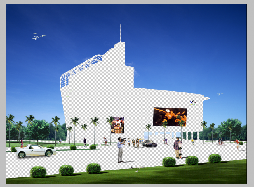 Stadium detail elevation 3d model photo shop file