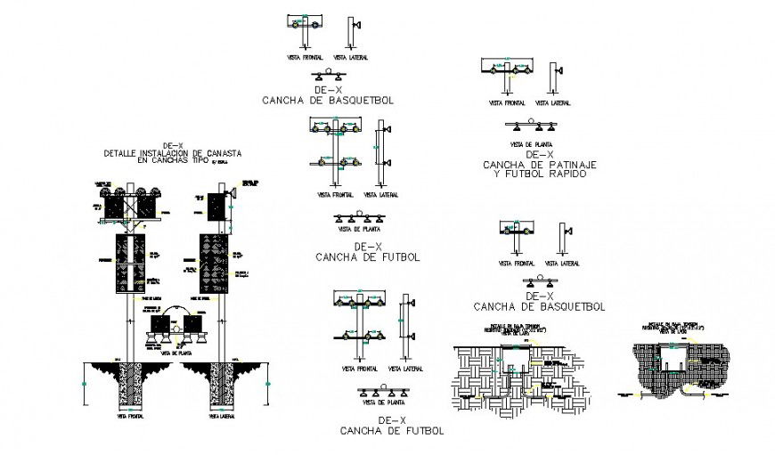 Stadium lighting system unit detail 2d view CAD electrical block autocad file