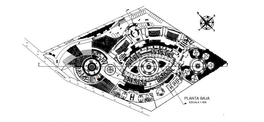Stadium site plan in dwg AutoCAD file.