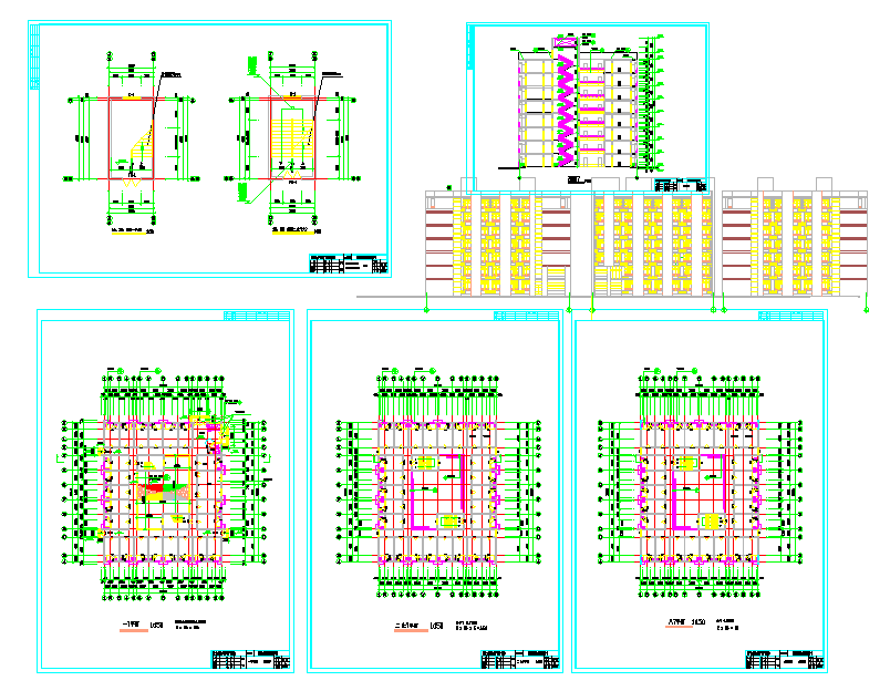 staff apartment building floor six-person layout Project