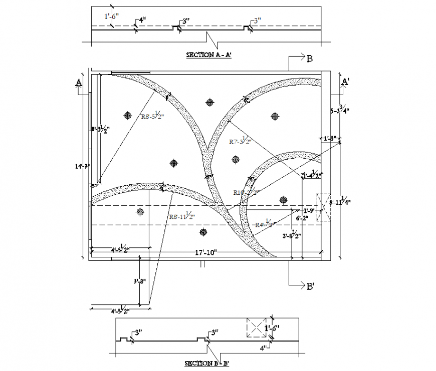 Staff room ceiling design plan and section autocad file