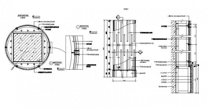 Stainless steel column structure cad drawing details dwg file