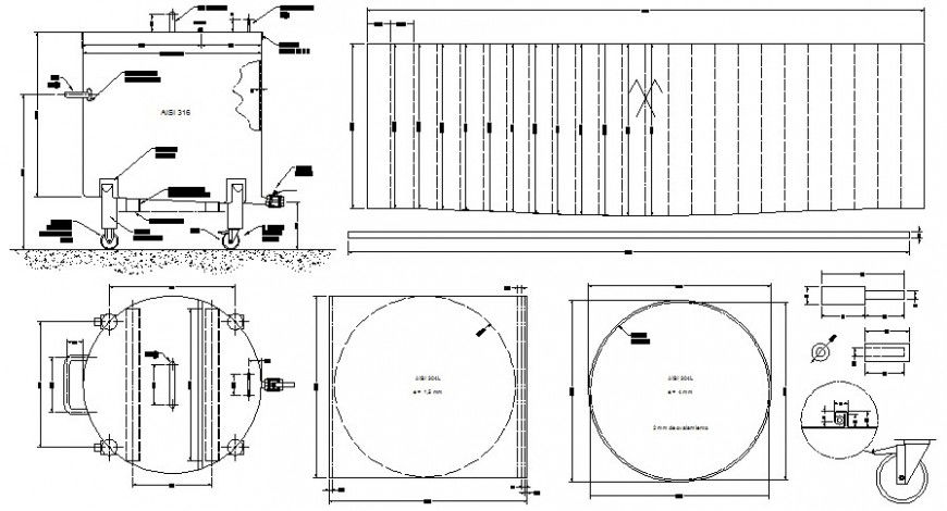 Stainless tank details plan and section autocad file