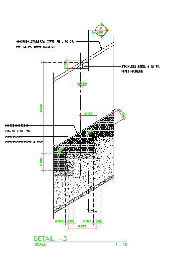 2D DWG File of Stainless Steel Staircase Handrail Detail