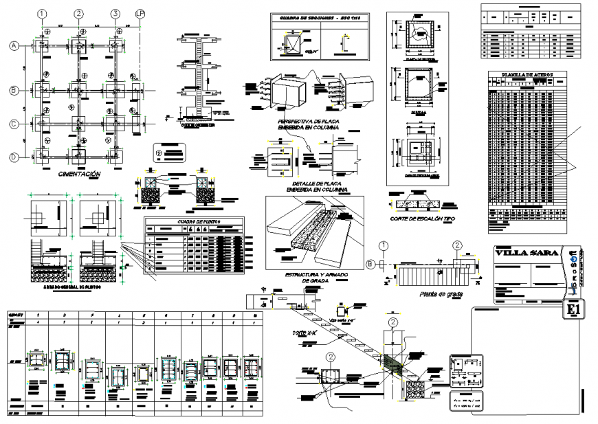 Stair and other building structural units detail elevation layout file