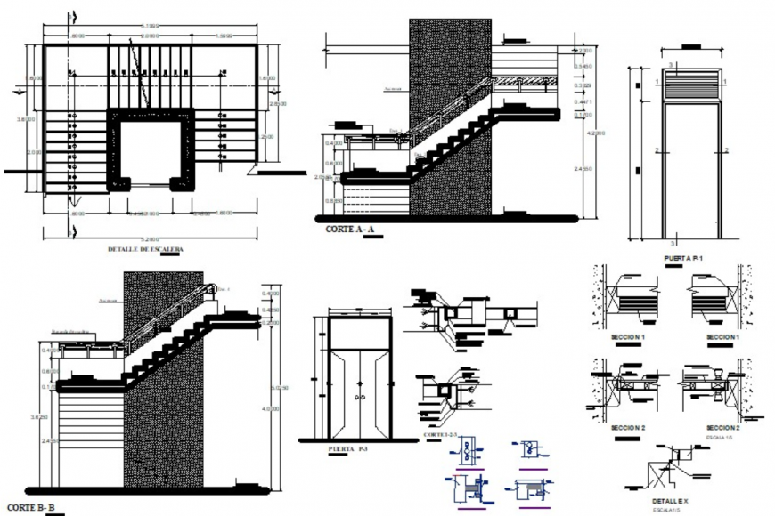 Stair construction detail cad file