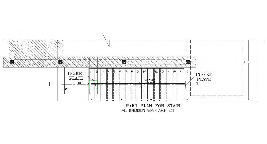 Stair plan with construction detail in auto cad design