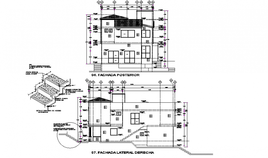 Stair section and elevation house autocad file