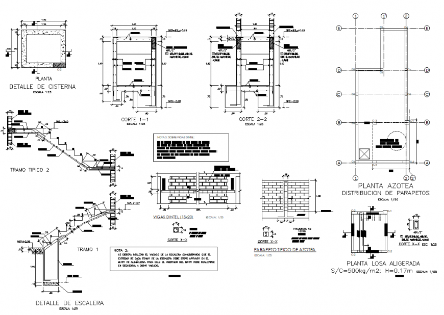 Stair section and foundation section detail dwg file