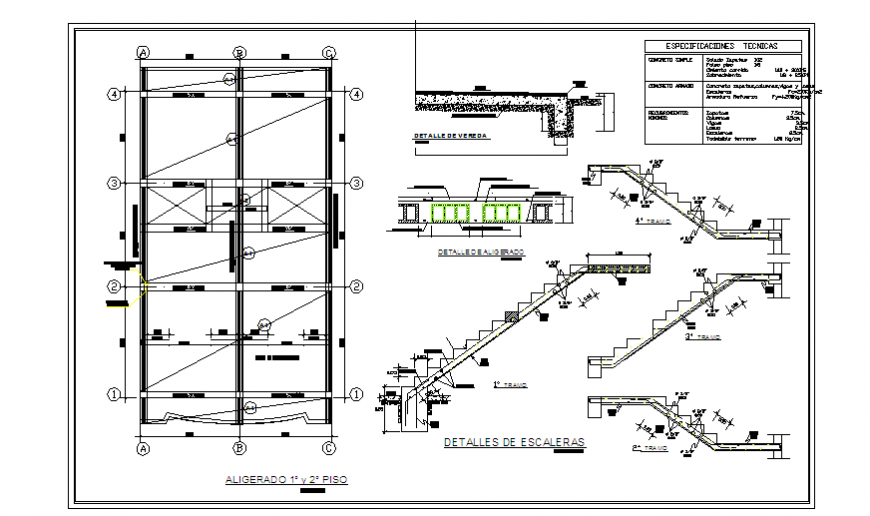 Stair section design of Proposed one family home design drawing