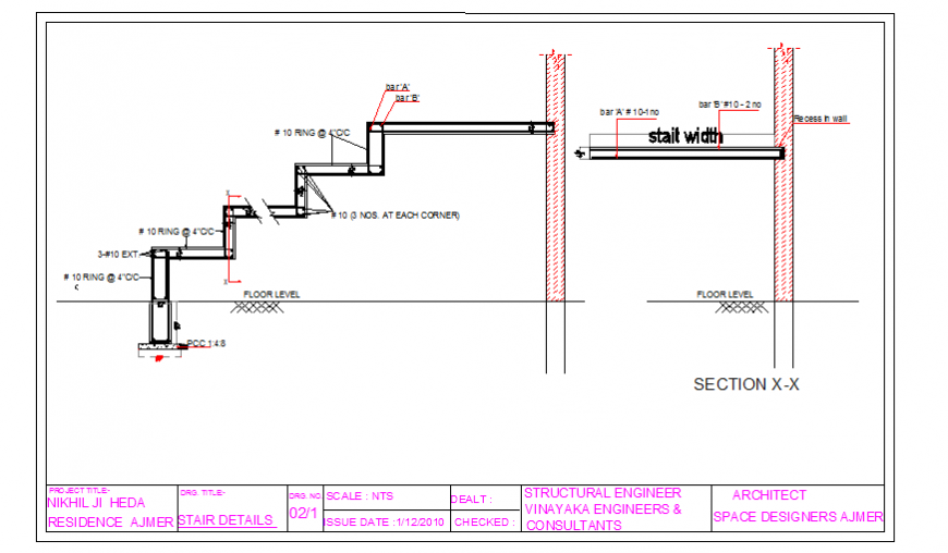 Stair section detail design drawing of house design