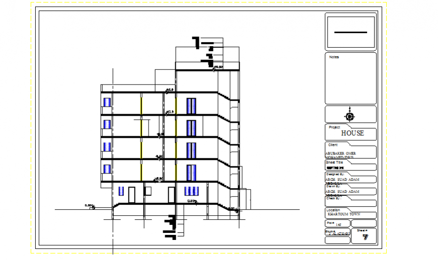 Stair section Layout of House design drawing