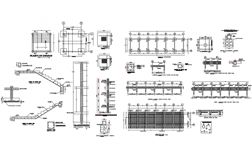 Staircase and Foundation Construction Details in DWG file