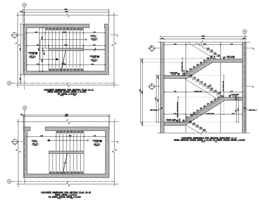 staircase detail ,plan and section