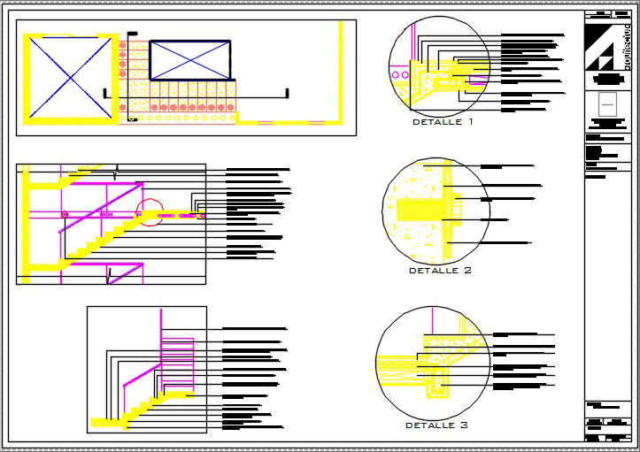 staircase detail plans and section of a building