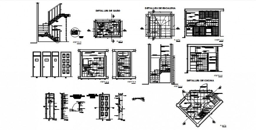 Staircase and bathroom details autocad software file
